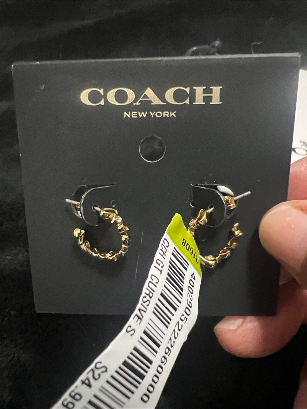 COACH Gold Twisted Link Hoop Earrings